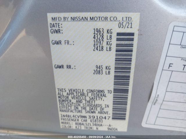 Photo 8 VIN: 1N4BL4CV9MN391047 - NISSAN ALTIMA 