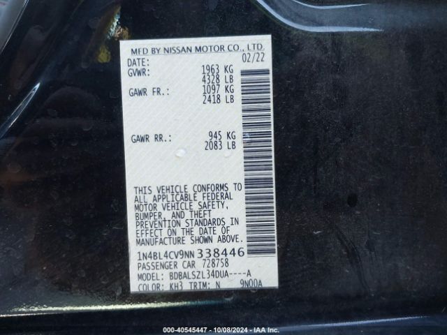 Photo 8 VIN: 1N4BL4CV9NN338446 - NISSAN ALTIMA 