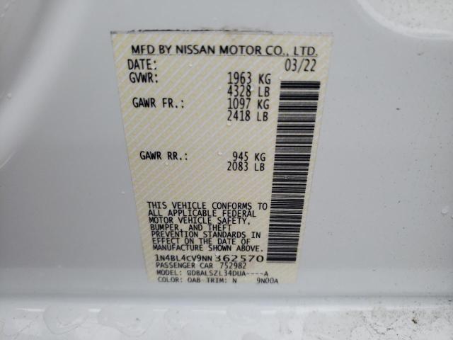 Photo 9 VIN: 1N4BL4CV9NN362570 - NISSAN ALTIMA SR 