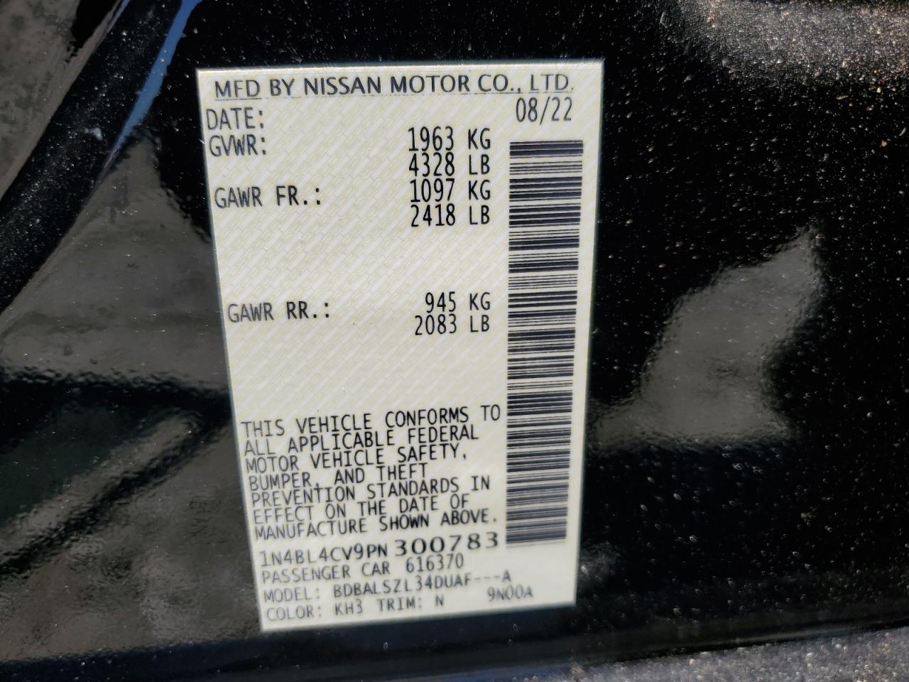 Photo 11 VIN: 1N4BL4CV9PN300783 - NISSAN ALTIMA 