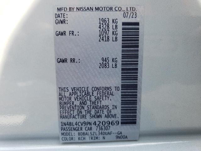 Photo 12 VIN: 1N4BL4CV9PN420969 - NISSAN ALTIMA 