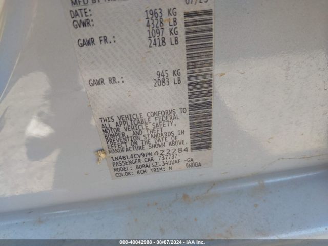 Photo 8 VIN: 1N4BL4CV9PN422284 - NISSAN ALTIMA 