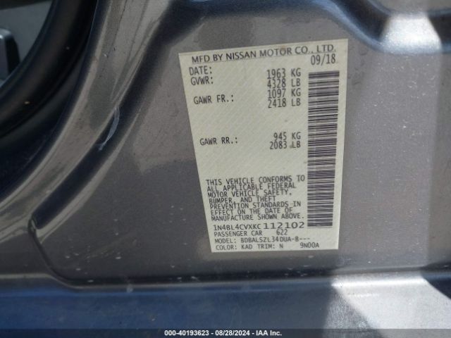 Photo 8 VIN: 1N4BL4CVXKC112102 - NISSAN ALTIMA 