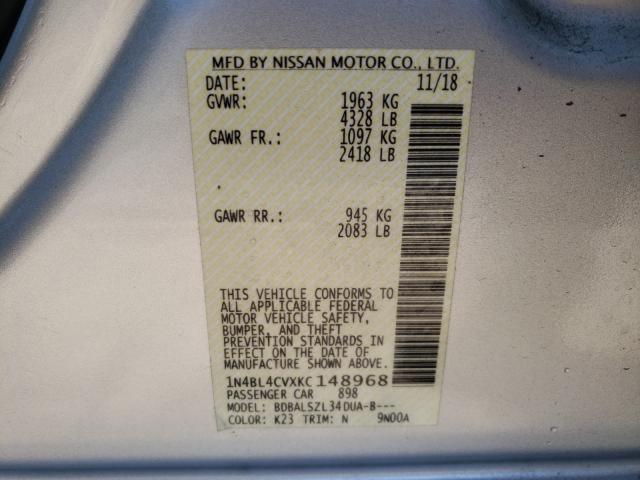 Photo 9 VIN: 1N4BL4CVXKC148968 - NISSAN ALTIMA SR 