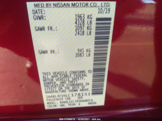 Photo 8 VIN: 1N4BL4CVXLC178151 - NISSAN ALTIMA 