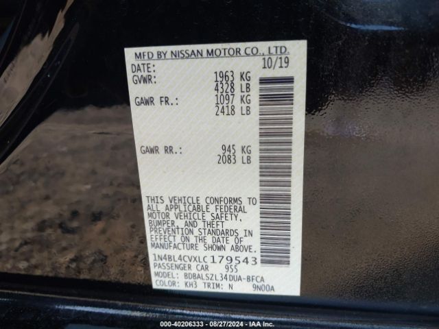 Photo 8 VIN: 1N4BL4CVXLC179543 - NISSAN ALTIMA 