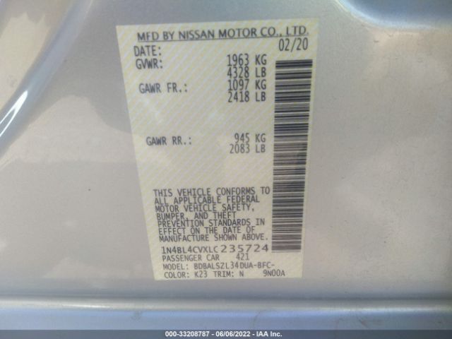 Photo 8 VIN: 1N4BL4CVXLC235724 - NISSAN ALTIMA 