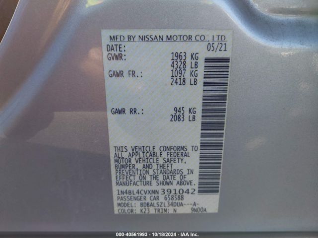 Photo 8 VIN: 1N4BL4CVXMN391042 - NISSAN ALTIMA 