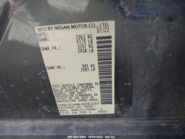 Photo 8 VIN: 1N4BL4CVXNN406107 - NISSAN ALTIMA 