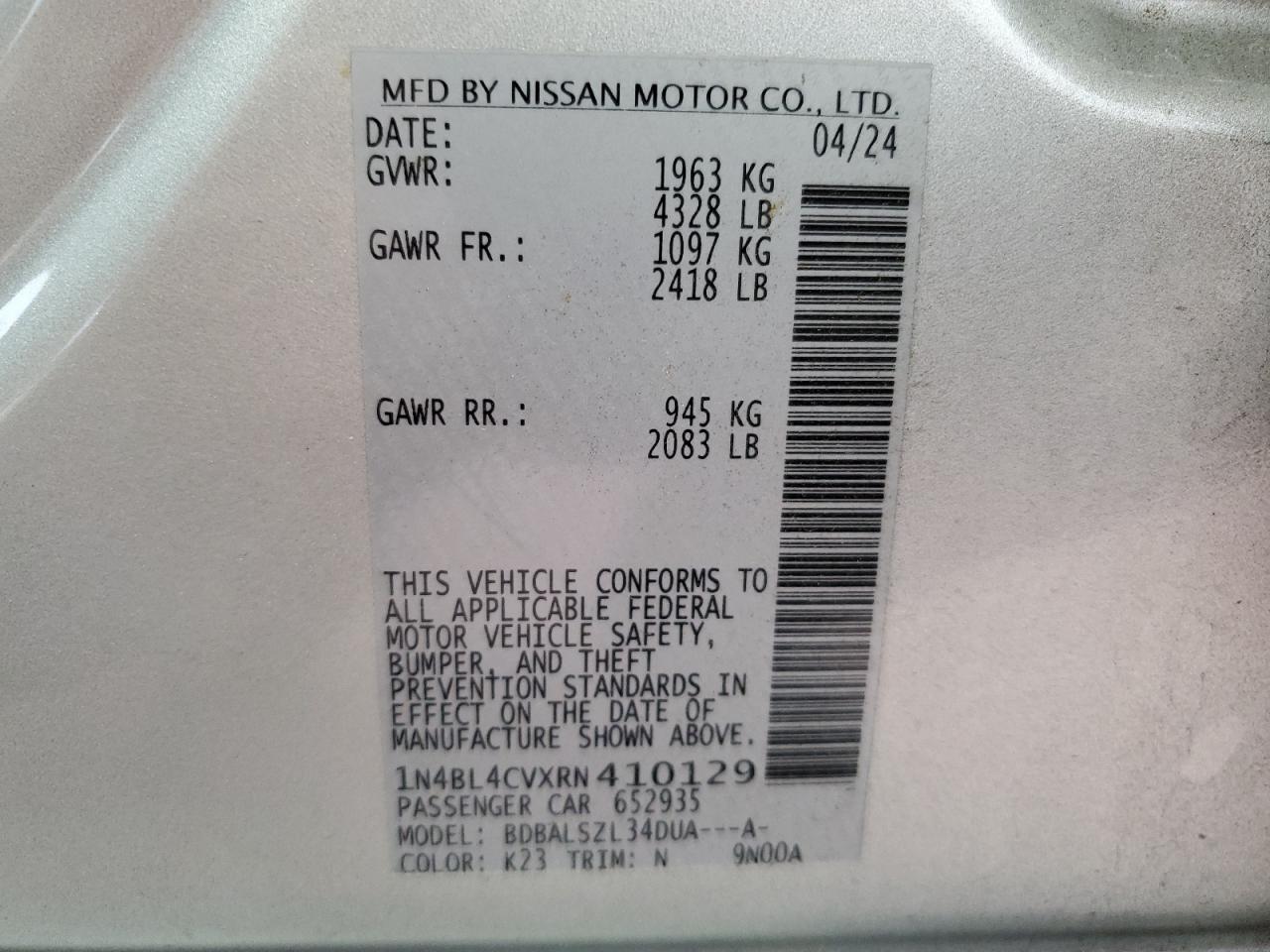 Photo 17 VIN: 1N4BL4CVXRN410129 - NISSAN ALTIMA 