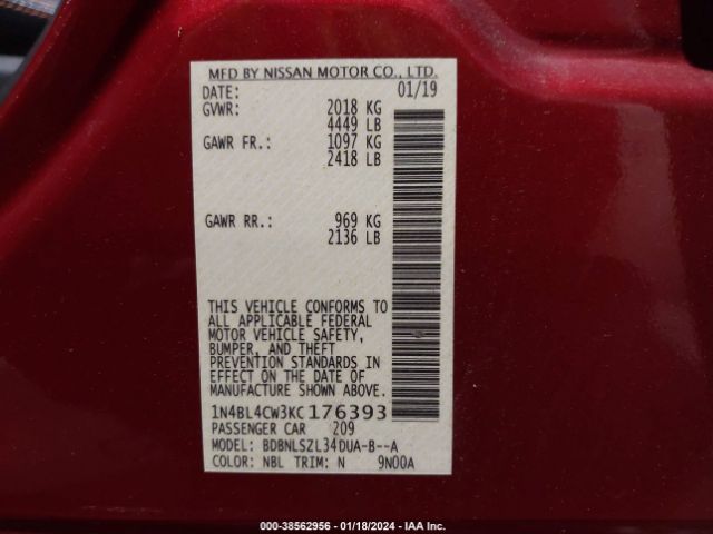 Photo 8 VIN: 1N4BL4CW3KC176393 - NISSAN ALTIMA 