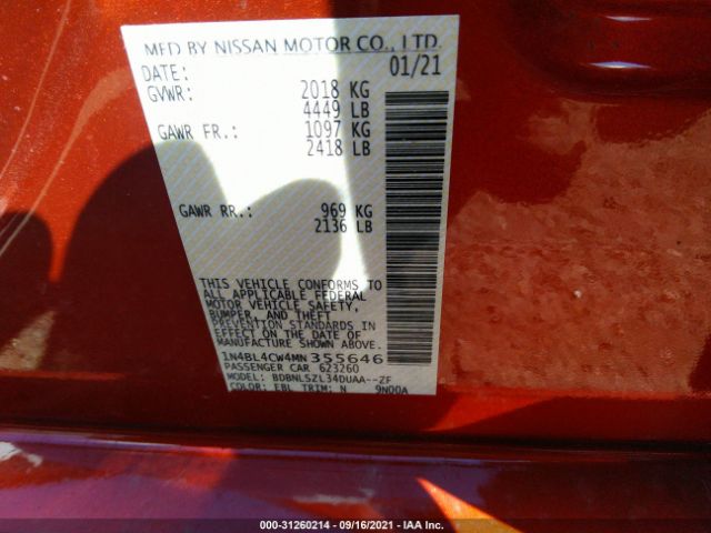 Photo 8 VIN: 1N4BL4CW4MN355646 - NISSAN ALTIMA 