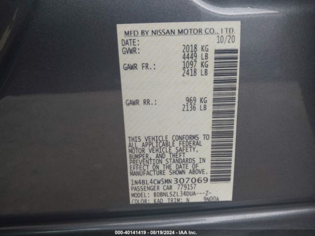 Photo 8 VIN: 1N4BL4CW5MN307069 - NISSAN ALTIMA 