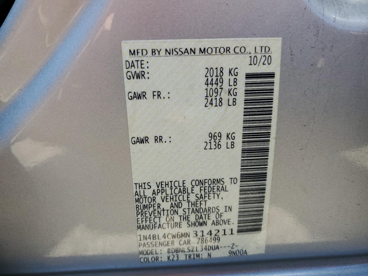 Photo 11 VIN: 1N4BL4CW6MN314211 - NISSAN ALTIMA 