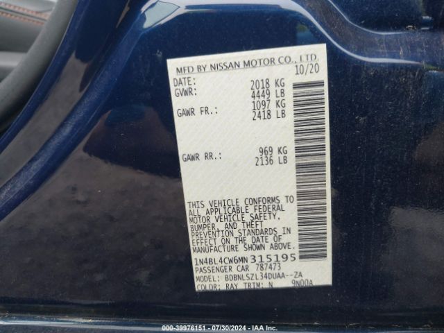 Photo 8 VIN: 1N4BL4CW6MN315195 - NISSAN ALTIMA 