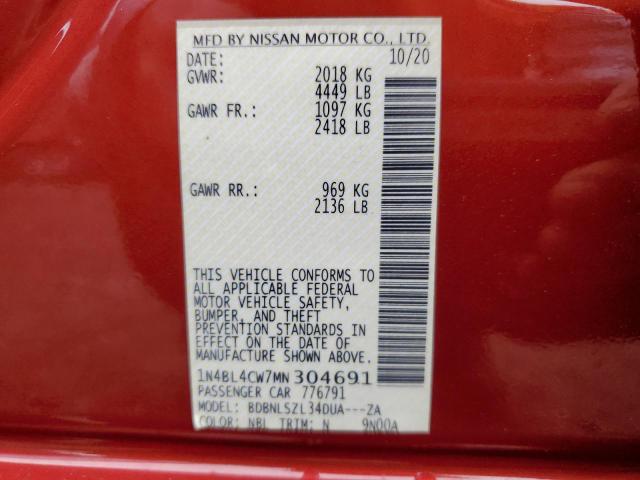 Photo 9 VIN: 1N4BL4CW7MN304691 - NISSAN ALTIMA SR 