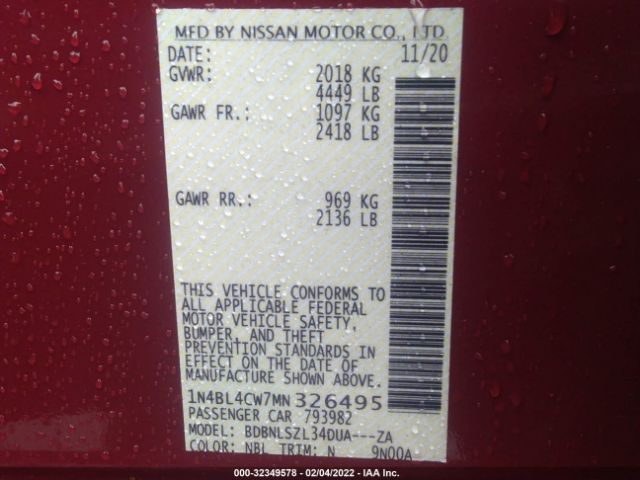 Photo 8 VIN: 1N4BL4CW7MN326495 - NISSAN ALTIMA 