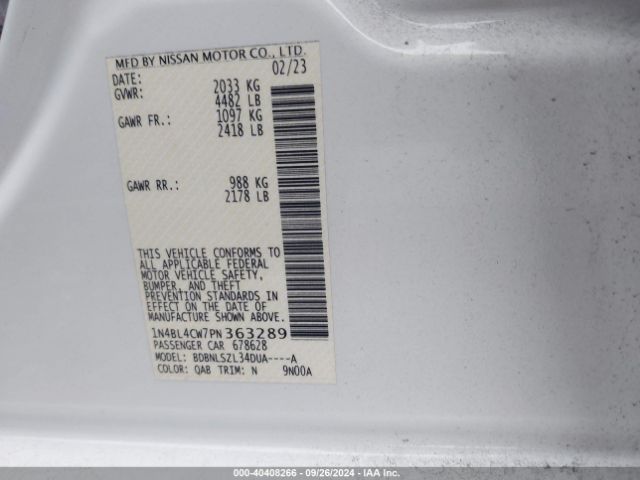 Photo 8 VIN: 1N4BL4CW7PN363289 - NISSAN ALTIMA 