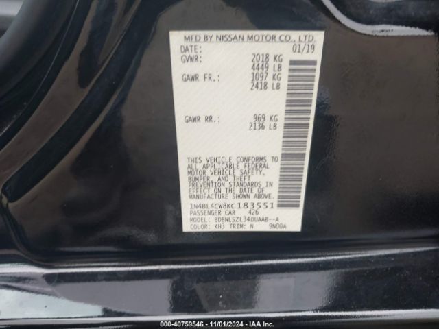 Photo 8 VIN: 1N4BL4CW8KC183551 - NISSAN ALTIMA 