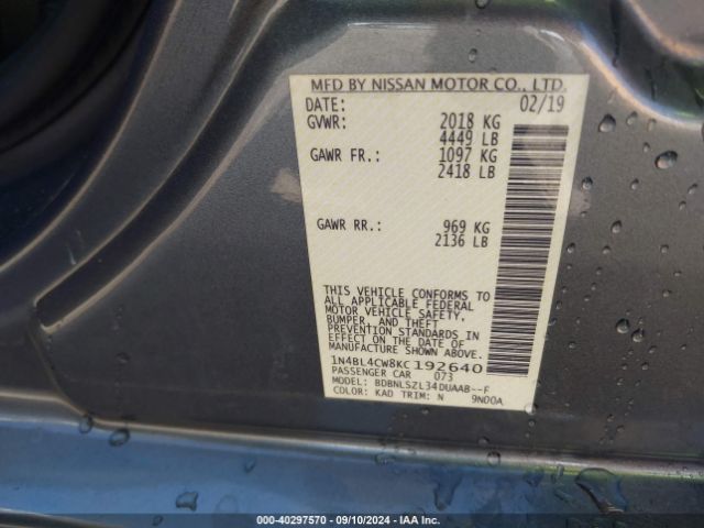 Photo 8 VIN: 1N4BL4CW8KC192640 - NISSAN ALTIMA 