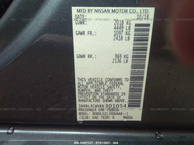 Photo 8 VIN: 1N4BL4CWXKN301054 - NISSAN ALTIMA 