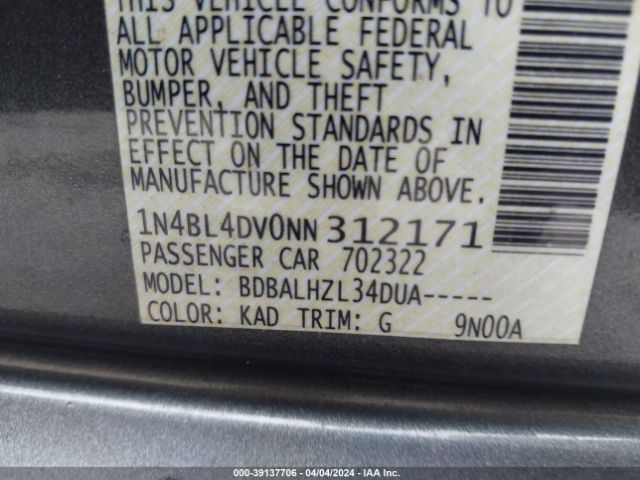 Photo 8 VIN: 1N4BL4DV0NN312171 - NISSAN ALTIMA 