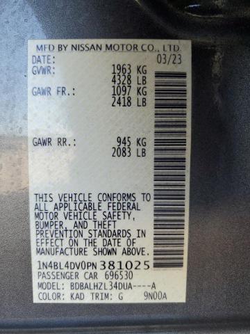 Photo 11 VIN: 1N4BL4DV0PN381025 - NISSAN ALTIMA SV 