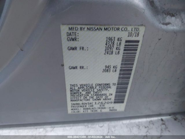 Photo 8 VIN: 1N4BL4DV1KC126209 - NISSAN ALTIMA 