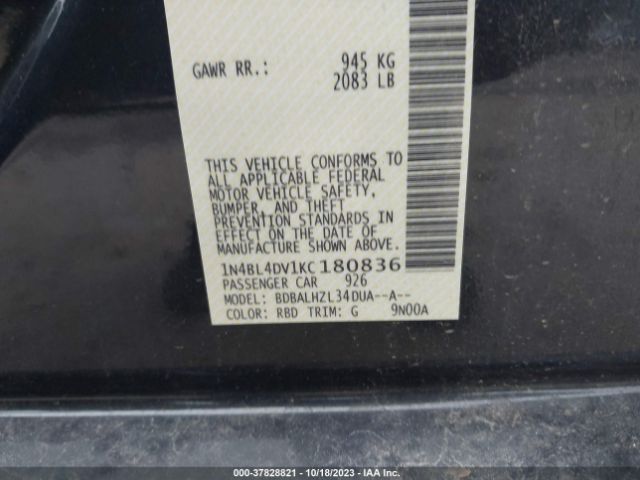 Photo 8 VIN: 1N4BL4DV1KC180836 - NISSAN ALTIMA 