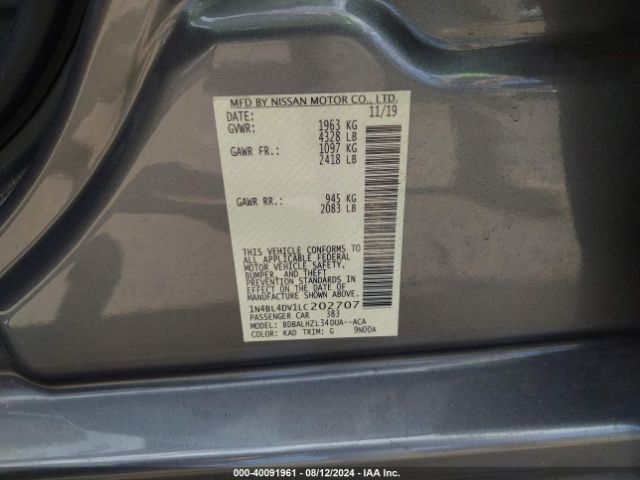 Photo 8 VIN: 1N4BL4DV1LC202707 - NISSAN ALTIMA 