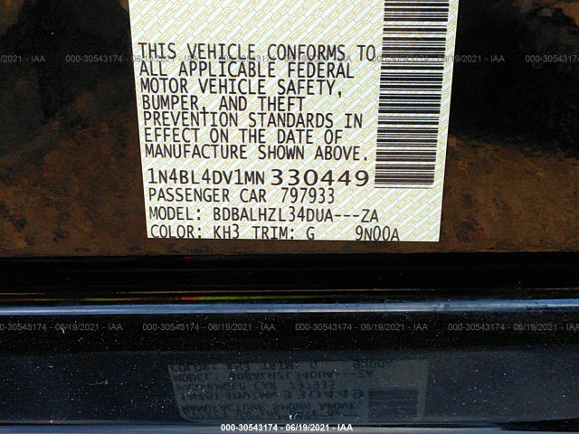 Photo 8 VIN: 1N4BL4DV1MN330449 - NISSAN ALTIMA 