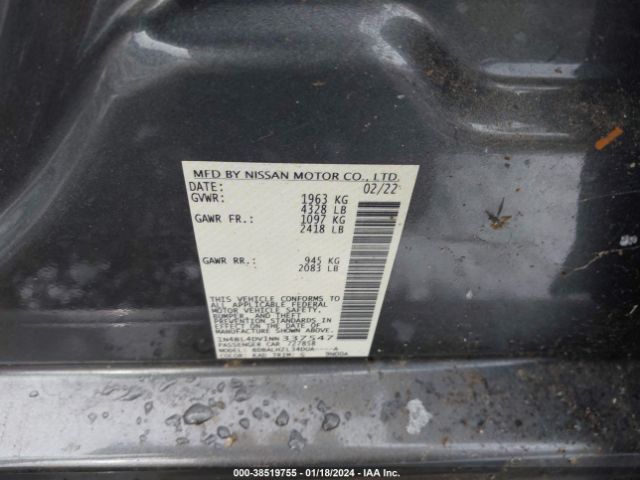 Photo 8 VIN: 1N4BL4DV1NN337547 - NISSAN ALTIMA 