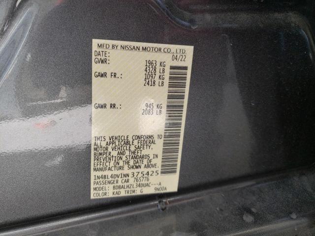 Photo 12 VIN: 1N4BL4DV1NN375425 - NISSAN ALTIMA SV 