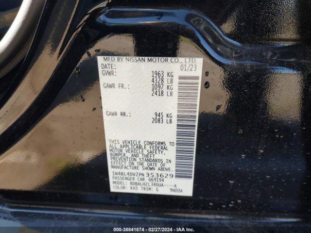 Photo 8 VIN: 1N4BL4DV2PN353629 - NISSAN ALTIMA 