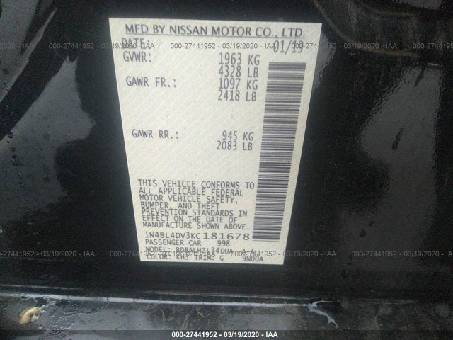 Photo 8 VIN: 1N4BL4DV3KC181678 - NISSAN ALTIMA 