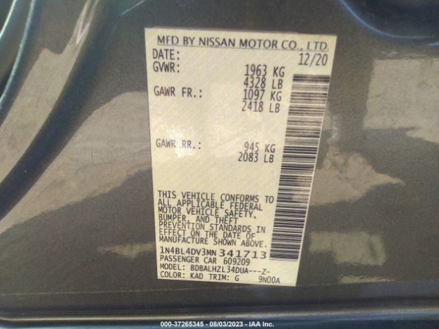 Photo 8 VIN: 1N4BL4DV3MN341713 - NISSAN ALTIMA 