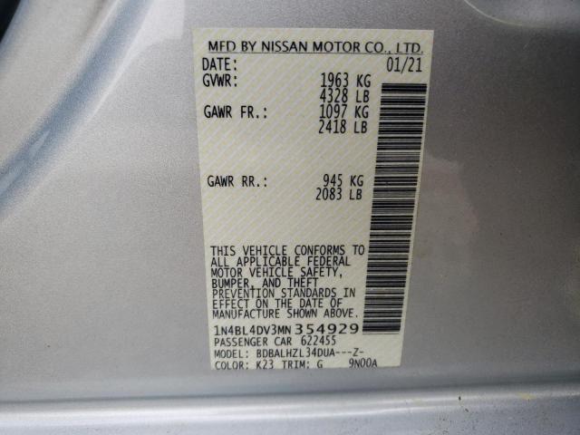 Photo 9 VIN: 1N4BL4DV3MN354929 - NISSAN ALTIMA SV 