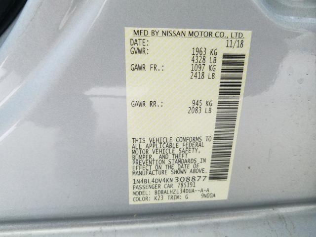 Photo 9 VIN: 1N4BL4DV4KN308877 - NISSAN ALTIMA SV 