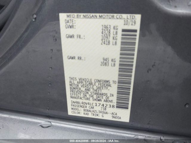 Photo 8 VIN: 1N4BL4DV4LC174238 - NISSAN ALTIMA 