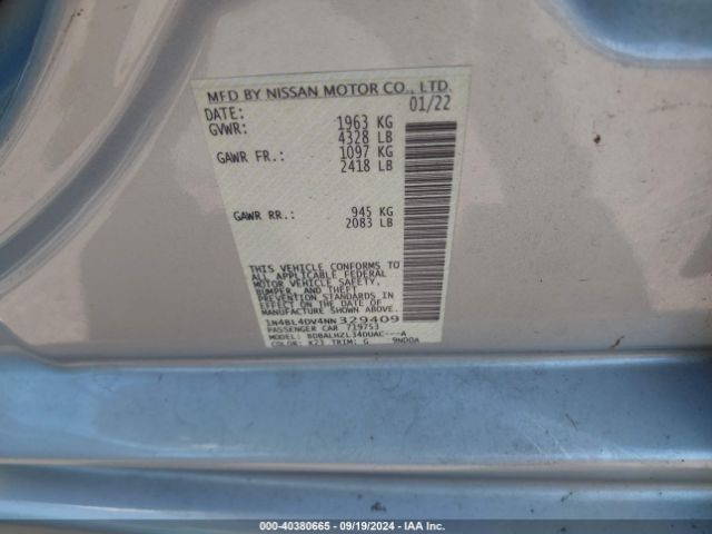 Photo 8 VIN: 1N4BL4DV4NN329409 - NISSAN ALTIMA 