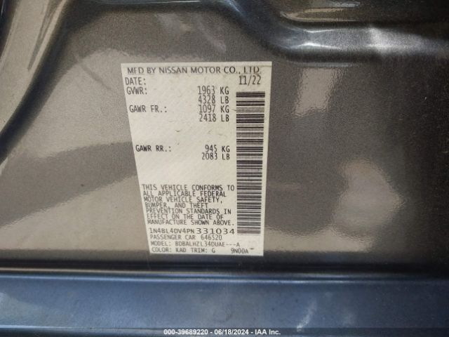 Photo 8 VIN: 1N4BL4DV4PN331034 - NISSAN ALTIMA 