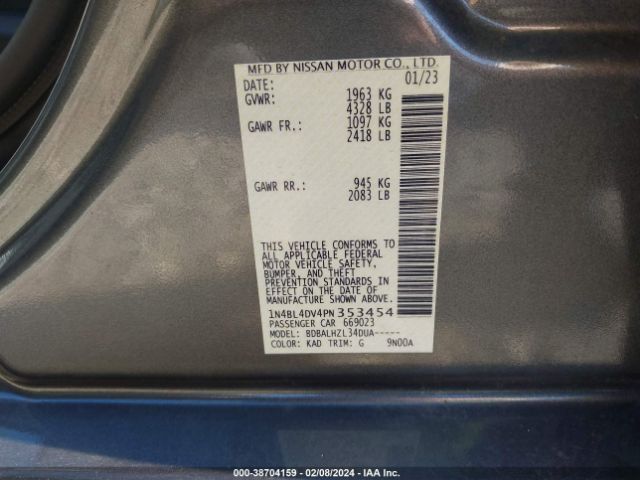 Photo 8 VIN: 1N4BL4DV4PN353454 - NISSAN ALTIMA 