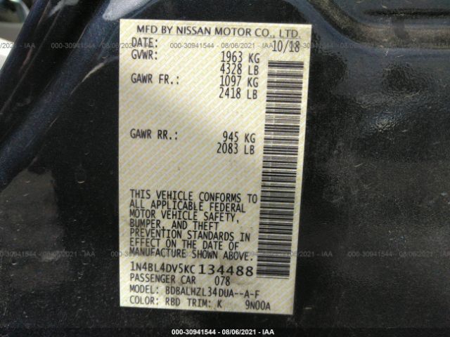 Photo 8 VIN: 1N4BL4DV5KC134488 - NISSAN ALTIMA 