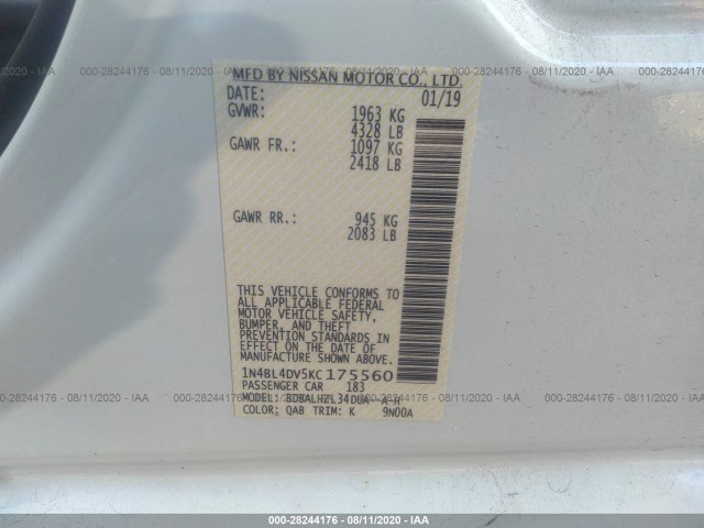 Photo 8 VIN: 1N4BL4DV5KC175560 - NISSAN ALTIMA 