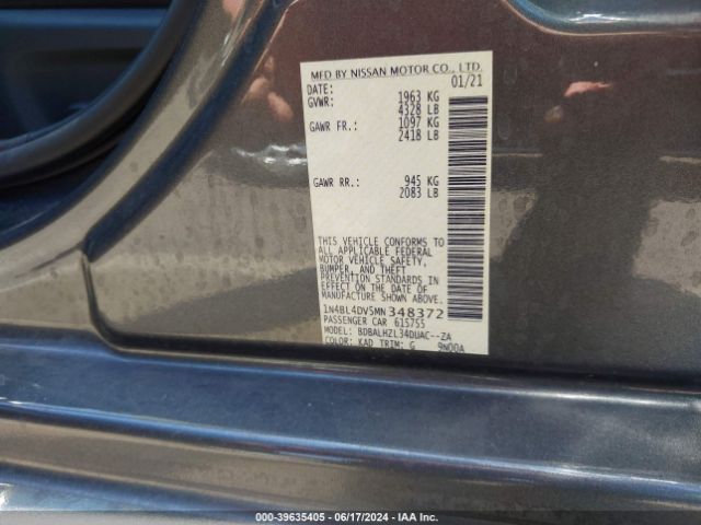 Photo 8 VIN: 1N4BL4DV5MN348372 - NISSAN ALTIMA 