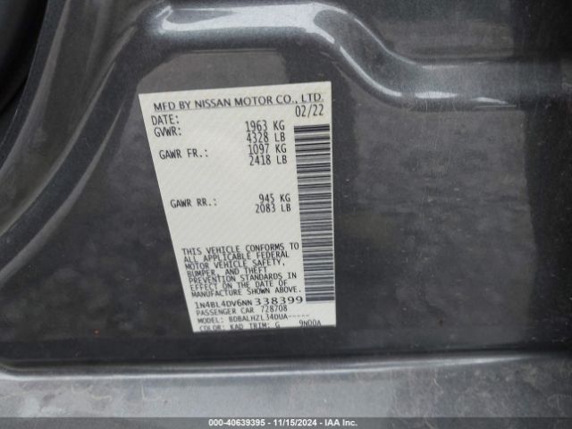 Photo 8 VIN: 1N4BL4DV6NN338399 - NISSAN ALTIMA 