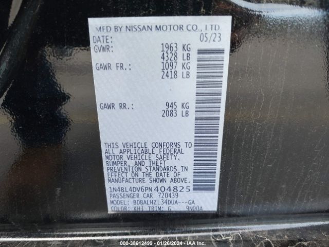 Photo 8 VIN: 1N4BL4DV6PN404825 - NISSAN ALTIMA 