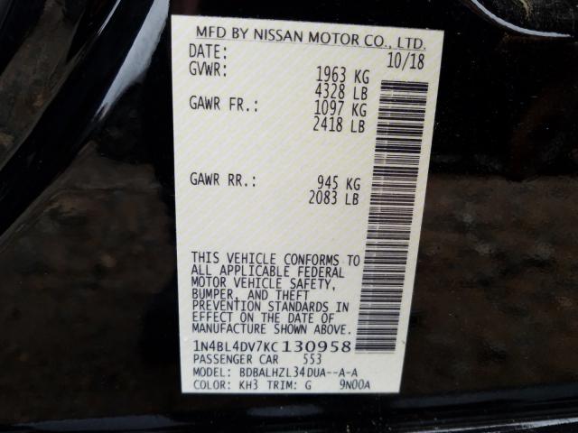 Photo 9 VIN: 1N4BL4DV7KC130958 - NISSAN ALTIMA SV 