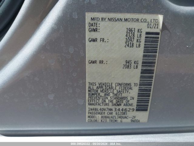 Photo 8 VIN: 1N4BL4DV7MN344629 - NISSAN ALTIMA 