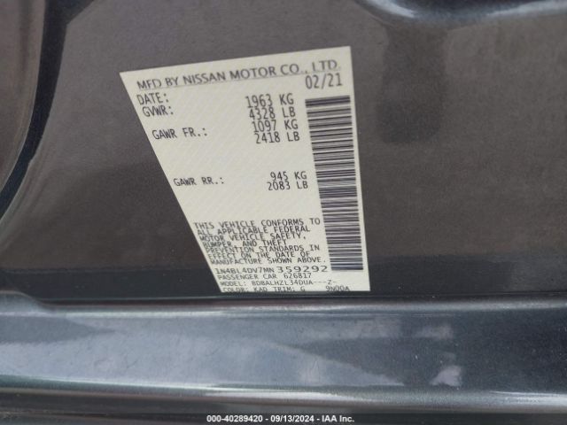 Photo 8 VIN: 1N4BL4DV7MN359292 - NISSAN ALTIMA 